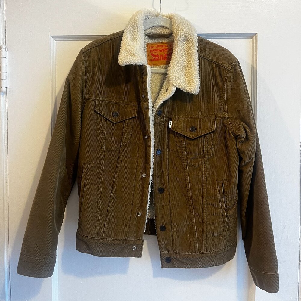 Levi's Women's Corduroy Sherpa Trucker Jacket - Golden Brown / Size Small
